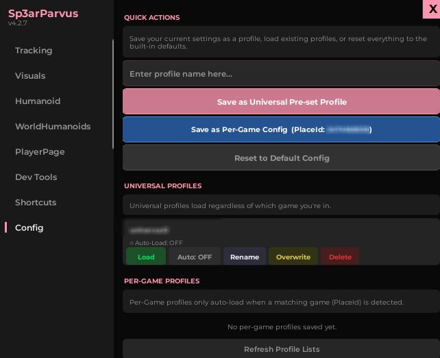 Config save and load system