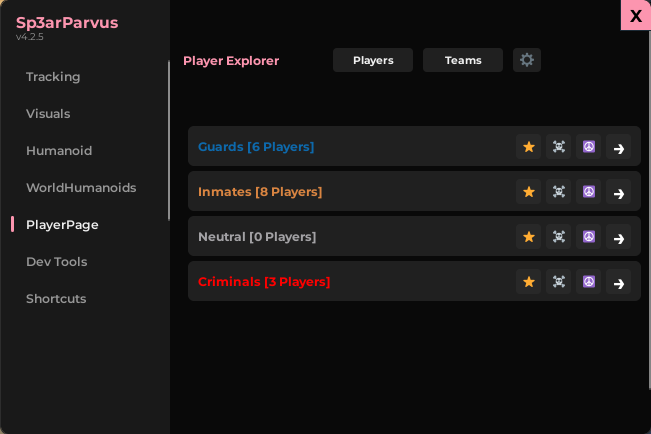 PlayerPage teams