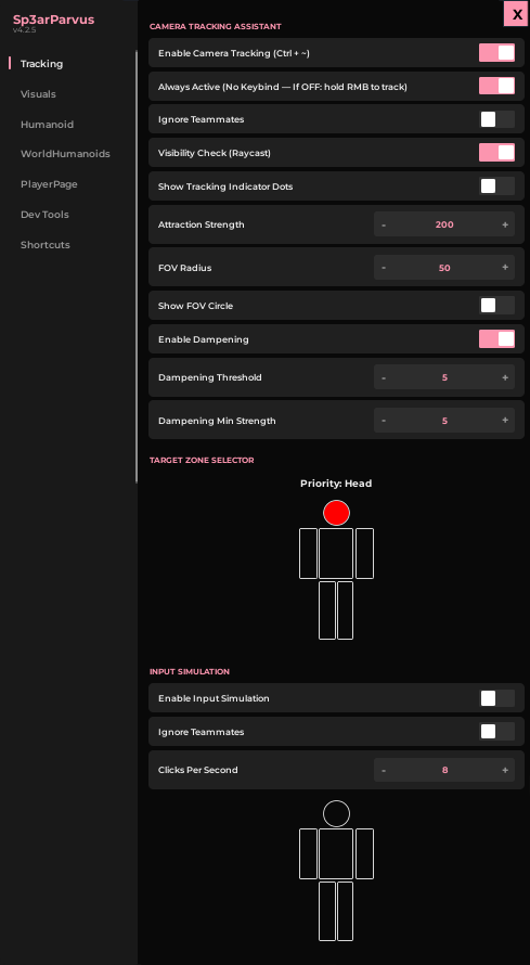 Tracking tab — Camera Tracking Assistant controls